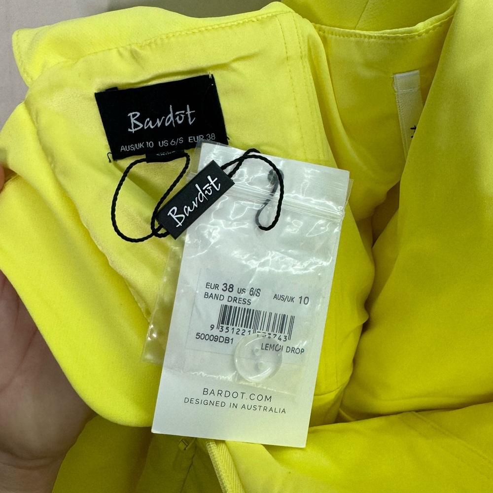 NEW Bardot Band Sheath Dress in Lemon Drop - Picture 3 of 5